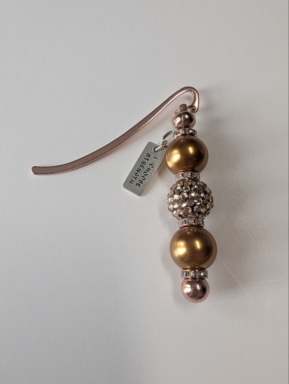 Hand Crafted Bookmark I Choose Strength Gold Tone